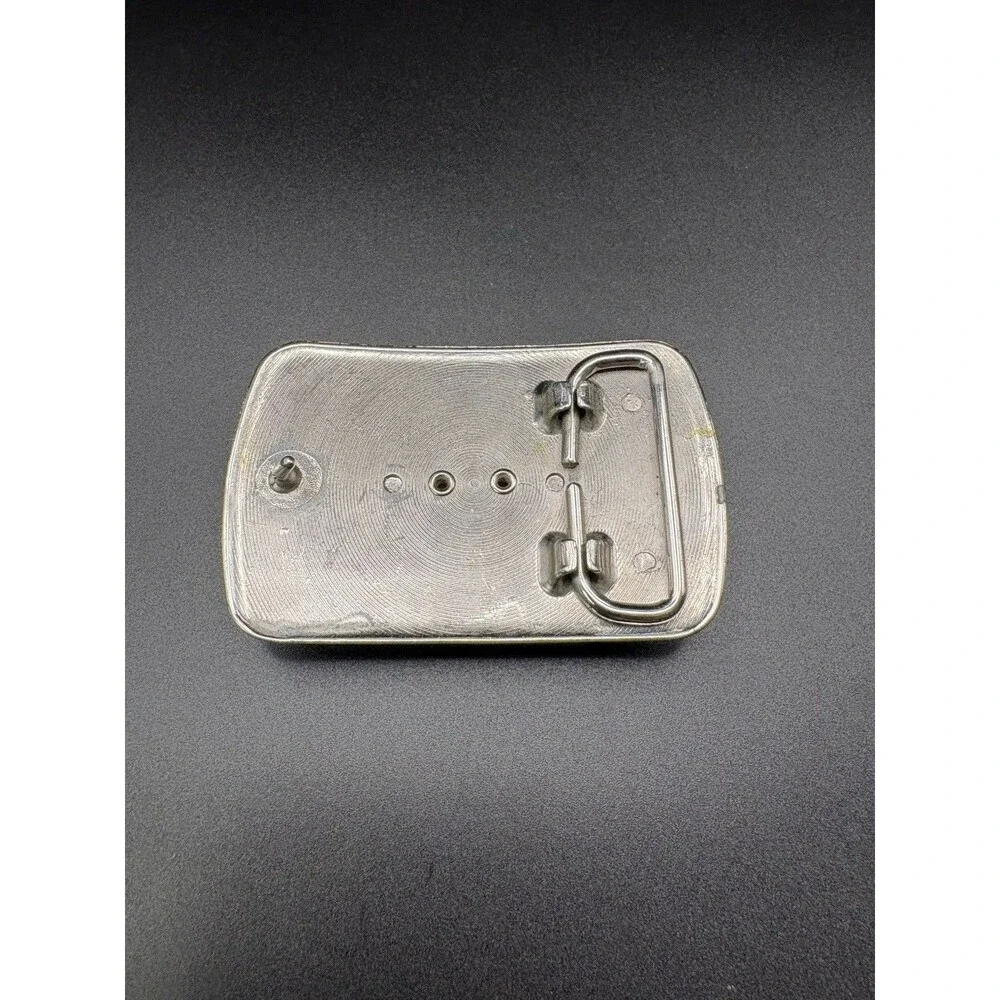 Vintage Western Silver Tone Belt Buckle Crazy Lace Agate Stone Cowboy Rodeo USA